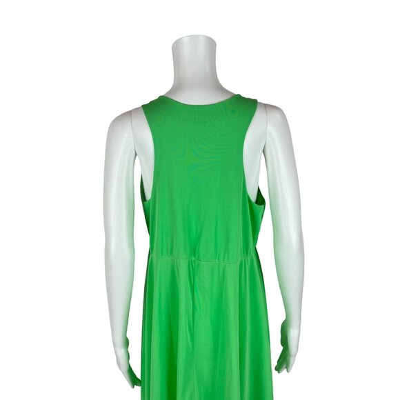 Vintage 70s Lime Nightgown Women's Medium Green Deep V Bow Neckline Racerback - Picture 8 of 11